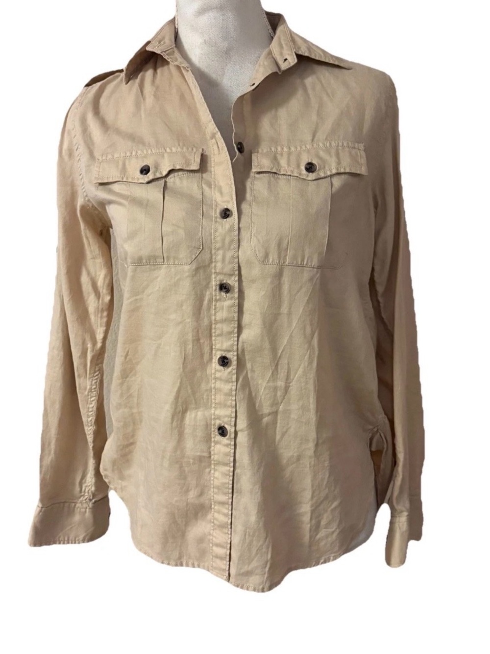 Denim Supply Ralph Lauren Womens 100% Cotton Utility Button Shirt Roll Sleeve XS